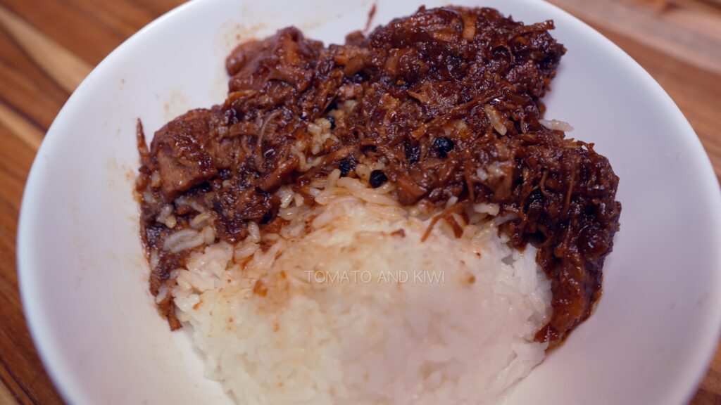 A bowl of Instant Pot Pork Belly Adobo